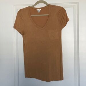 Women's Tan V-Neck Top
